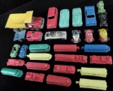 Lot of approx (28) vintage vehicles includes Tin, Tootsie, Plastic, Matchbox SuperKings & more.