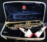 Vintage Conn Trumpet in Case. With (2) vintage Trumpet Mutes.