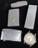 Misc lot includes (3) Vintage Lighters Marine Zippo, Scripto, Flicker and Cem-Mantago Pocket Knife &