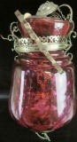 Vintage Cranberry Glass Hanging Lamp. Pickup or Onsite Only! No Shipping on this lot!