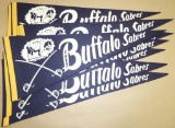 Lot of approx (45) vintage Hockey Pennants includes Buffalo Sabres, Pittsburgh Penguins, Toronto Map