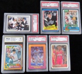 Lot of (6) PSA Certified Hockey, Basketball, Football & Baseball Cards includes Gretzky, Iverson, Ma