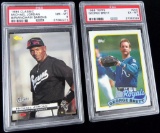 Lot of (6) PSA Certified Baseball Cards 1987-1994 includes (3) Puckett, Palmeiro, Brett, Jordan.