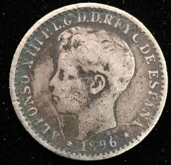 1896 Puerto Rico 10 Centavos - Alfonso XIII.