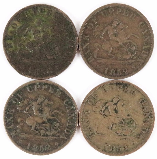 Lot of (12) Canada Upper CANADA Half Penny includes 1850, (2) 1852, (6) 1854 & (3) 1857.