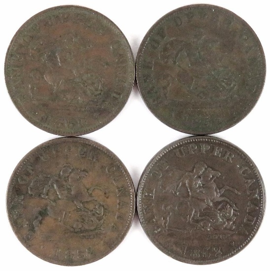 Lot of (15) Canada Upper CANADA Half Penny includes 1850, (3) 1852, (6) 1854 & (5) 1857.