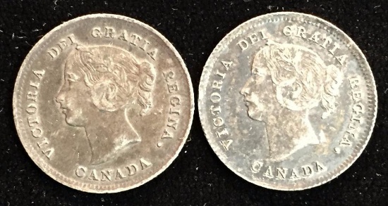 Lot of (2) 1898 Canadian 5 Cents