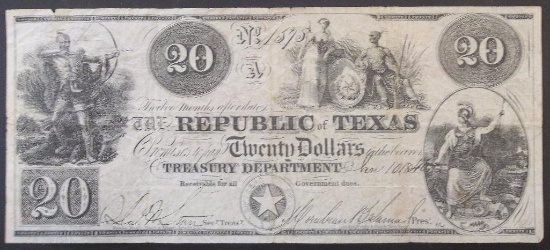 RARE - REPUBLIC OF TEXAS $20