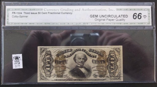 50 CENT FRACTIONAL CURRENCY 3RD ISSUE CGA GEM CU66 FR 1324