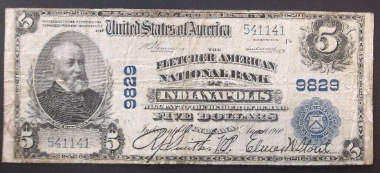 1902 PB THE FLETCHER AMERICAN NB OF INDIANAPOLIS, IN $5 CH 9829