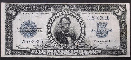 1923 $5 SILVER CERTIFICATE PORTHOLE FR 282