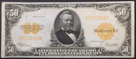 1922 $50 GOLD CERTIFICATE FR 122