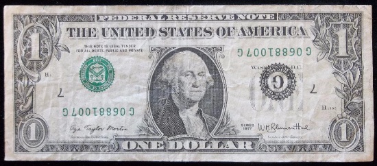 ERROR: 1977 $1 FRN WITH INVERTED 3RD PRINTING