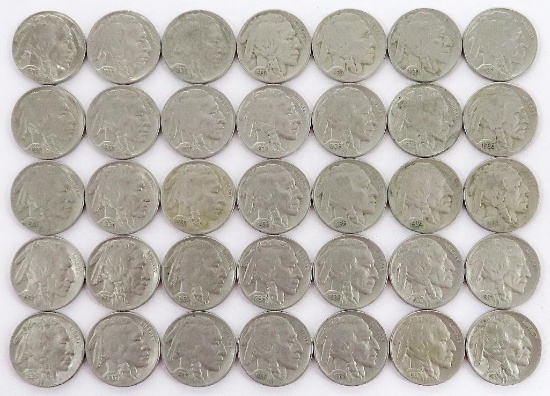 Lot of approx (100) 1935-1937 Buffalo Nickels - full horns.