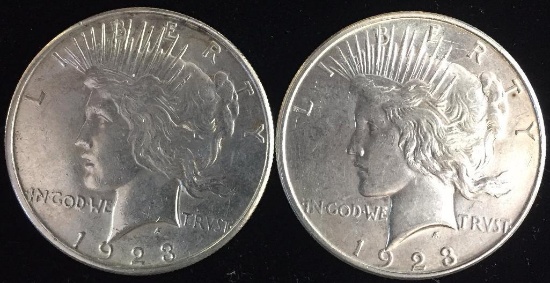 2 Pc. Lot of Peace Dollars 1923D & 1923S.