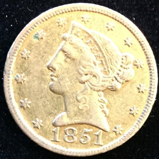 1851 C $5 Gold Liberty