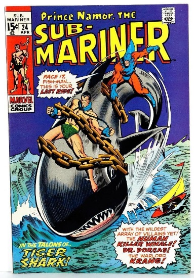 Comic: Sub Mariner #24 April 1970 In The Talons Of Tiger Shark!
