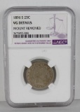 1896 S Barber Quarter. NGC Certified VG details mount removed.