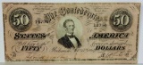 1864 $50 Confederate States of America Note.