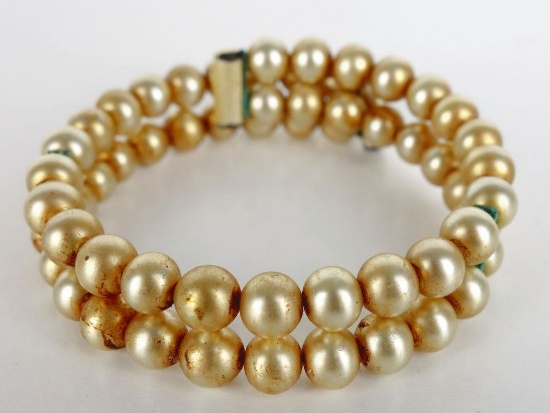 Vintage Gold Colored Beaded Bracelet. Approx 18.6 grams.