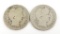 Lot of (2) Barber Quarters includes 1909 O & 1914 S.