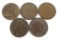 Lot of (5) Indian Head Cents includes 1883, 1884, 1885, 1894 & 1896