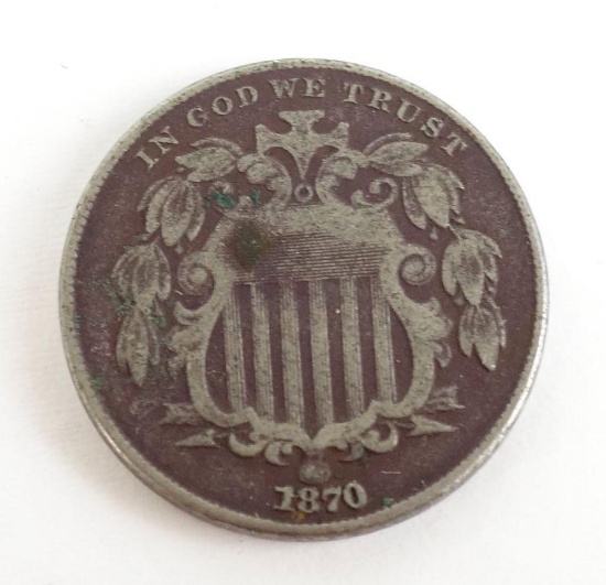1870 Shield Nickel.