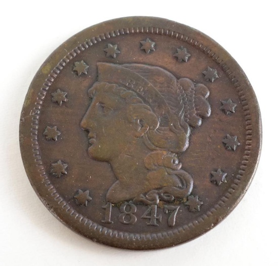 1847 Braided Hair Large Cent.