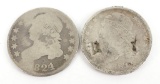 Lot of (2) Capped Bust Dimes includes 1824 & 1835.
