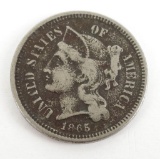 1865 Three Cent Nickel Piece.