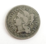 1867 Three Cent Nickel Piece.
