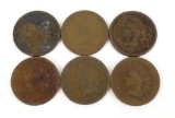 Lot of (6) Indian Head Cents from the 1870's includes (2) 1873, (3) 1874 & 1879.