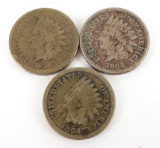 Lot of (3) CN Indian Head Cents includes 1859, 1863 & 1864.