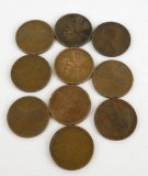 Lot of (10) 1909 Lincoln Wheat Cents.