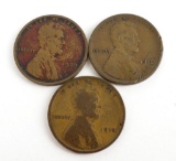 Lot of (3) Lincoln Wheat Cents includes 1909, 1910 S & 1915.