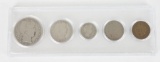 Lot of (5) U.S. Coins includes 1915 S Barber Half, 1908 O Barber Quarter, 1914 S Barber Dime, 1912 L