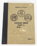 Library Of Coins Lincoln Wheat Cent Album Containing 60 Coins 1941-1962 D.