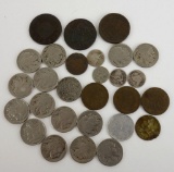 Lot of (28) Coins includes Large Cents, Bust & Seated Half Dimes, Buffalo Nickels, Two Cent Pieces,