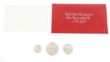 1976 3-Coin Bicentennial Silver Uncirculated Set in Red Envelope.