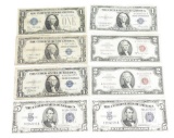 Lot of (8) U.S. Currency includes Silver Certificates & Legal Tender Notes $18 Face Value 1923 on up