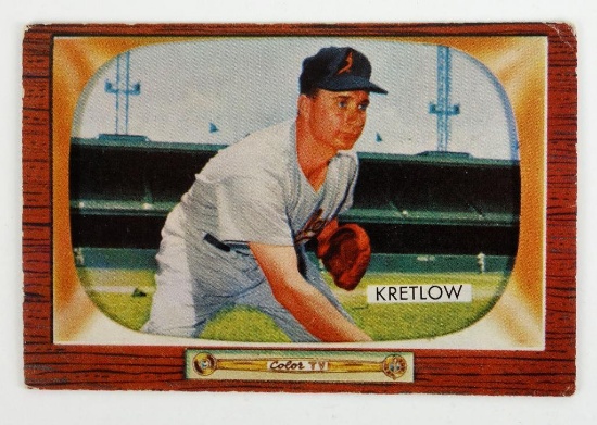 Lou Kretlow 1955 Bowman 108 Baseball Card.