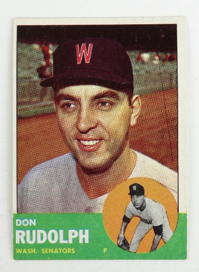 Don Rudolph 1963 Washington Senators 291 Baseball Card.