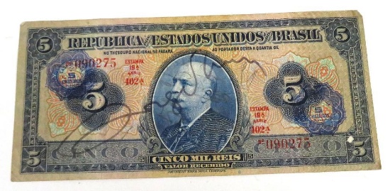 1942 Brazil 5 Mil Reis.