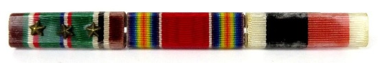 (3) Campaign Ribbon Bars includes European, African, Middle Eastern Campaign 3 Battle Stars, WWII