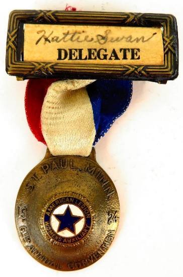 1924 American Legion 6th Annual Convention Delegate Badge.