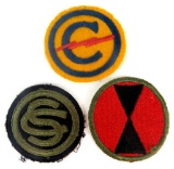 Lot of (3) WWII Army Patches includes Constabulary Patch, 7th Infantry Division Patch & Officer Cand