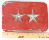Wow! WWII U.S. War Era General Officer Two Star Jeep License Red Lacquered Metal Plaque / Plate.