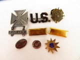 Lot of (8) WWII Pins & Collar Insignia.
