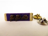 WWII Purple Heart Bar with (3) Oak Clusters.