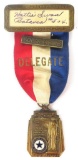 1933 American Legion 13th Annual Convention Dept. of Illinois Delegate Badge Hattie Swan Batavia, Il